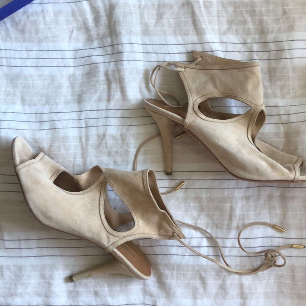 Aquazurra Sexy Thing Nude Suede Sandals